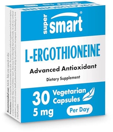 Supersmart - L-Ergothioneine 5 mg - Entzündungshemmendes & antioxidatives Nahrungsergänzungsmittel - Schützt die Mitochondrien | Nicht GVO - 30 vegetarische Kapseln