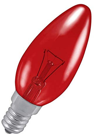 Crompton Lamps 40W Candle SES-E14 Dimmable Fireglow Red 95lm SES Small Screw E14 Incandescent Fireplace Coloured Light Bulb