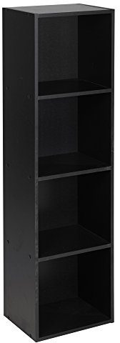 URBNLIVING ® 1, 2, 3, 4 Tier Wooden Shelving Bookcase Storage Wood Shelf Unit (4 Tier, Black)