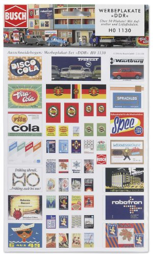 Busch 1130 - Werbeplakat-Set DDR, Rot/Ausflug, Einfarbig (Getaway Solids)