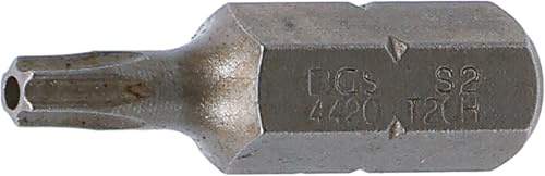 BGS 4420 | Bit | T-Profil (für Torx) mit Bohrung T20 | Länge 30 mm | Antrieb Außensechskant 8 mm (5/16) | Chrom-Vanadium-Stahl