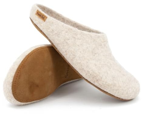 Magicfelt Filz-Hausschuh 713 aus 100% seltenen Wollen | Pantoffel für Damen & Herren mit hochwertiger Rinds-Sohle - Made in Tirol