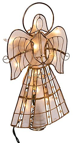 Kurt Adler flammig Capiz Engel Treetop mit Ranken und Perlen, 23,5 cm