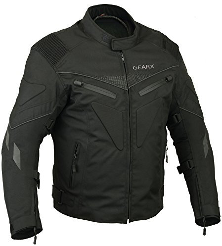 GEARX Wirbelsäulengepolsterte Motorradjacke. Wasserdichte Außenpolster. Gesäßtasche, M