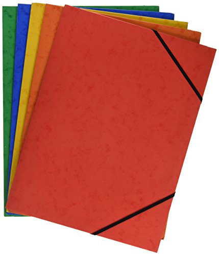 Grafoplás 98490199 Pack de 5 Carpetas de Cartón, A4 con Solapas y Cierre de Gomás Elásticas Cinco Colores Cartongraf XS, Colores Surtidos