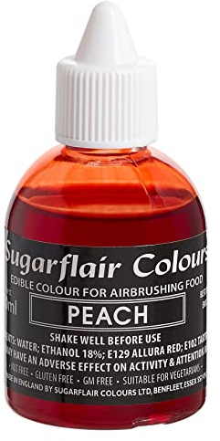 Sugarflair Peach Edible Airbrush Colour - Edible Food Colouring Airbrush Paint for Cakes, Cupcakes, Icing and Cake Decorations - 60ml