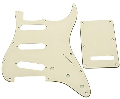 KAISH Pickguard SSS 11 trous style ST/Stratocaster avec plaque arrière ST Tremolo Trem pour Stratocaster/Stratocaster USA/Mexique Blanc vieilli 3 plis