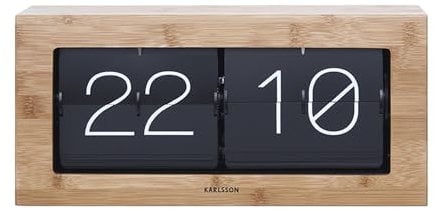 Karlsson KA5642WD Tisch Wanduhr XL Flip Clock Holz 17,5 x 37 x 9 cm Bambusholz