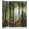 Feeby Paravent Wald Baum Landschaft 145x150 cm 4 Teilig Modern Design einseitig Raumteiler Wandschirme Foto Trennwand Raumtrenner Sichtschutz Spanische Wand auf Leinwand Bedruckt Natur Grün