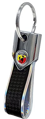 Abarth Offizieller Schlüsselanhänger, Kohlefaser Look und Silbernen