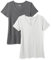 Amazon Essentials Women's Regular-Fit Short-Sleeve V-Neck T-Shirt, Pack of 2, Charcoal Heather/Light Grey Heather, M