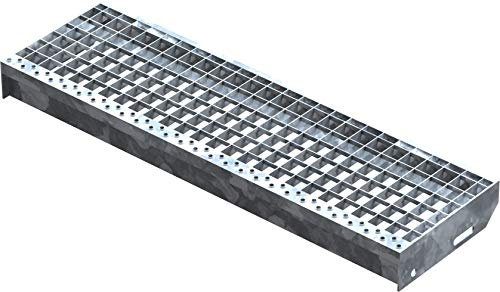 Fenau | Escalón de rejilla (R11) XSL - Dimensiones: 800 x 240 mm - MW: 30 mm / 30 mm - galvanizado en caliente, Escalón de acero según norma DIN, Antideslizante