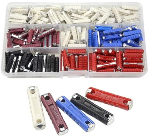 WMYCONGCONG 200 Stück Auto-Sicherungen Europäische Kfz-Sicherung 5A 8A 16A 25A 40A für Oldtimer Alter Stil, nicht keramisch