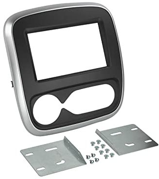 ACV Einbaurahmen Set für Doppel DIN Autoradio in Opel Vivaro (ab 2014), Renault Trafic - Klima (Silber)