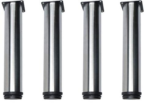 sourcing map 10 Inch Round Furniture Legs Stainless Tone Sofa Couch Cabinet Wardrobe Shelves Feet Replacement Height Adjuster Silver Tone, Set of 4