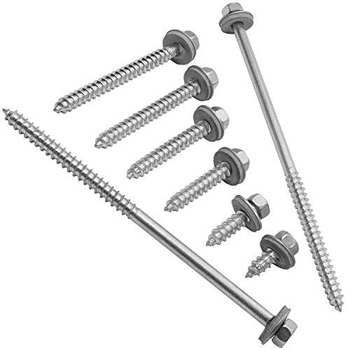 50 Stück Fassadenschrauben 6,5x25 mm Edelstahl A2 mit Spitze und EPDM-Dichtscheibe 16 mm - Fassadenbauschrauben Antrieb SW 3/8 mit Holzgewinde und Sechskantkopf