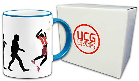 Evolution Badminton Player - Blue/Black - Gift Mug + Blue Rim & Handle