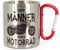 Edelstahltasse mit Karabiner Echte Männer Fahren Motorrad, Blechtasse, Outdoor, Becher, Metall-Tasse, Campingbecher, Karabinerhaken