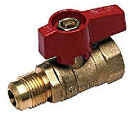 (1) EZ-Fluid 3/4 FIP x 5/8 OD Flare Gas Ball Valve Straight,Gas Shut Off Connector with 1/4-Turn Handle,Brass Plumbing Fitting,Red