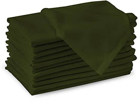Encasa XO Baumwollstoffservietten | 12er-Set | Größe 43x43 cm | Leaf Green Volltonfarbe | Waschmaschinenfest