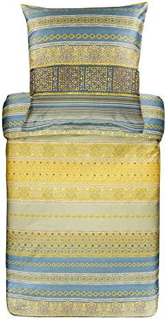 Bassetti Mako-Satin Bettwäsche Italia In Algeri G1 1 Bettbezug 155 x 220 cm + 1 Kissenbezug 80 x 80 cm, grau, 9311724