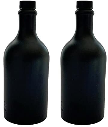 mikken 2 x Ölflasche 500 ml mit Ausgiesser Ölspender aus Keramik schwarz Made in Germany