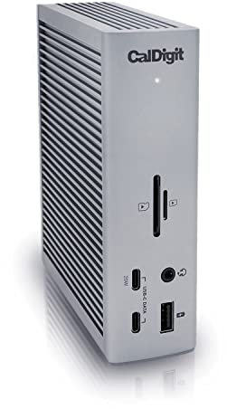 CalDigit Station d'accueil TS4 Thunderbolt 4-18 Ports, Charge 98 W, 3 x Thunderbolt 4 40 Go/s, 5 x USB-A, 3 x USB-C (10 Go/s), 2,5 GbE, écrans Simples 8K ou Doubles 6K 60 Hz, Mac, PC, Chrome,