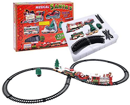 Weihnachtszug-Set, Weihnachten Zug Deko Elektrische Eisenbahn Starter-Set Weihnachtszug für Tannenbaum Weihnachtsbaum Deko Weihnachtszug Kleiner Zug Fensterdeko Geschenke für Kinder Jungen Mädchen