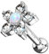 Piercingfaktor Piercing 585 Gold Stecker Knorpel Daith mit Blume und Opal Kristall Glitzer Ohr Cartilage Tragus Helix Ohrpiercing Barbell Stab Weißgold