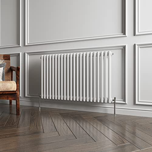2 Column Radiator White Traditional Style 600x1010mm Horizontal Vintage Radiator，Design for Bedroom, Dining Room, Living Room