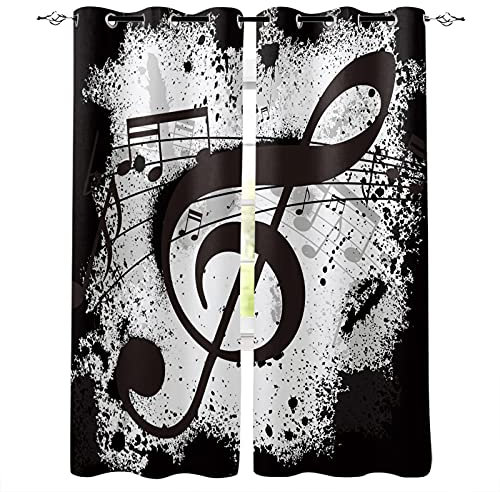 MTBDDyyds Cortinas Opacas Salón - 280X260Cm Retro Musica Simbolos - Cortinas Térmicas Aislantes Frío Y Calor para Dormitorio, Cortinas Modernas 2 Piezas, Cortinas Acústicas Y Anti Luz