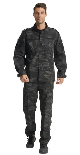 YUSHOW Softair Tarnanzug Herren Paintball Tactical Jacke Shirt Camouflage | Hose Outdoor Militär Anzug Jagdbekleidung BDU Airsoft Uniform Set