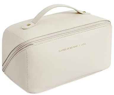 NOVAGO Mini Vanity Trousse Toilette Compacte, Trousse Maquillage, Pochette cosmétique, Organiseur de Maquillage (Creme)