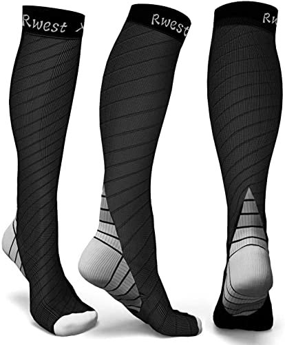 Rwest X Kompressionsstrümpfe Damen und Herren, Kompressionssocken Stützstrümpfe Compression Socks Laufstrümpfe Kompression für Sport,Laufen,Reisen,Radsport,Flug,One Paar