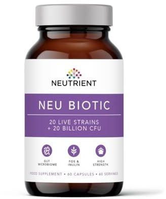 Neutrient Neu Biotic Probiotic Gut Health Supplements – 20 Billion High Strength Friendly Bacteria – 60 Capsules