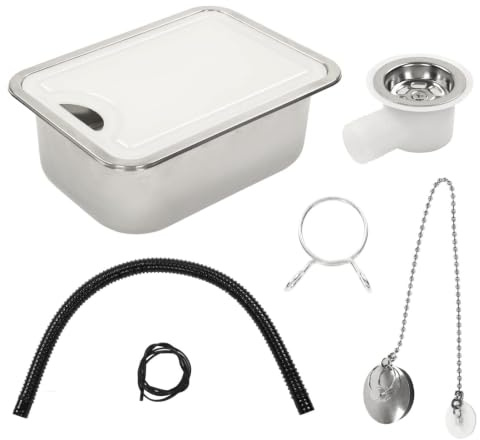 Évier de Lavabo de Main de RV, Yosoo Kit D'évier de Lavabo de Cuisine en Acier Inoxydable de qualité 304 avec Planche à Découper en Acrylique