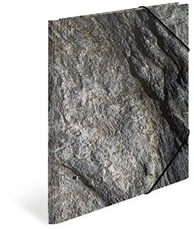HERMA Sammelmappen A3 Natur Stein Set, 3 Stück, Kinder Eckspanner-Mappen aus Pappe mit haptischer Veredelung, Motiv, Gummizug, Innenklappen und Innendruck für Jungen und Mädchen