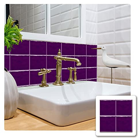 Treppenaufkleber Lila Fliesenaufkleber Bad Klebefliesen 15X15Cm Selbstklebende Fliesen Fliesenaufkleber Küche Badezimmer Pvc Fliesen Selbstklebend(10pcs)