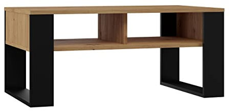 CDF Couchtisch Modern 2P | Farbe: Eiche Artisan Schwarz | Moderne Bank für EIN Wohnzimmer, Zimmer, Büro | Form: Quadrat Rechteck | Regal für Kleinigkeiten, Zeitungen, Magazine oder Bücher