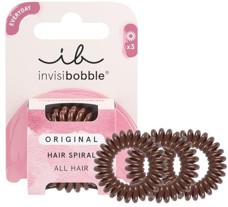 invisibobble Original Haargummi Pretzel Brown I 3x Spirale Haargummis braun für Mädchen, Damen & Herren I designed im Herzen Münchens
