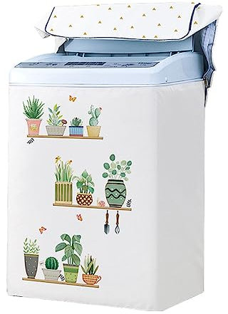 Odot Copertura Lavatrice per Asciugatrice, Coprilavatrice per Lavatrice a Carica Dall'Alto, Esterni Impermeabile Antipolvere Resistente Fodera per Lavatrice (L-56x92x58cm,Decorazione vegetale)