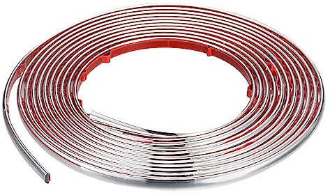 sourcing map Flexible Molding Trim Self Adhesive, 33Ft x 0.31Inch Peel and Stick Metallic Mirror Frame, PVC Metal Trim Molding for Wall, Car, Mirror, Door, Wardrobe, Home Decor (Silver)