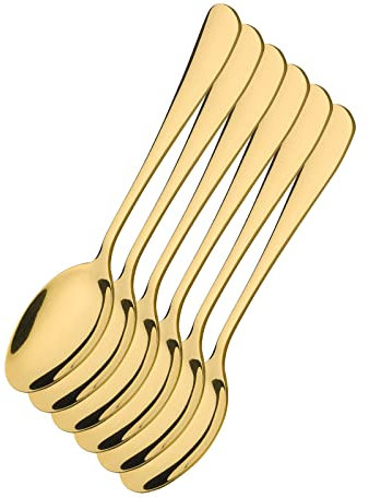 Juego de 6 cucharillas de café doradas de acero cilio