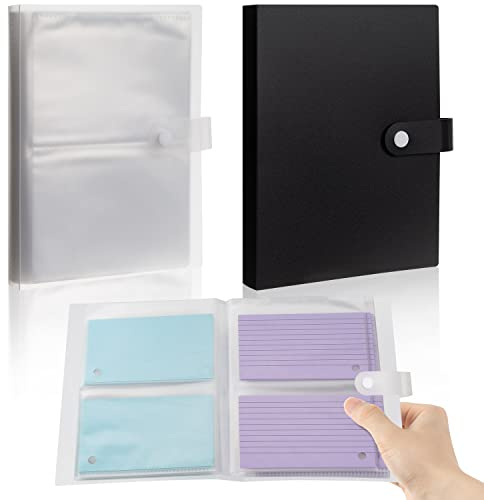 SIYOMG 4x6 Index Cards Clear Plastic Holder Organizer Pouches Book Binder, 2 Pack Cards Sleeve Storage Protector for School Office Study Notes