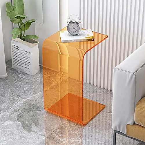 Acryl Beistelltisch mit 2 Ebenen, Mehrzweck-Beistelltisch, Akzenttisch, Couchtisch, Nachttisch, Aufbewahrungsregale für Wohnzimmer, Schlafzimmer, Balkon, Terrasse und Büro ( Color : Orange , Size : H: