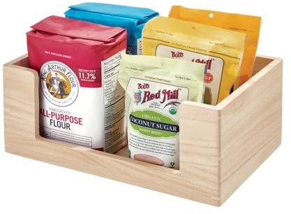 iDesign Open Front Paulownia Wood Multi-Purpose Storage Bin, Natural