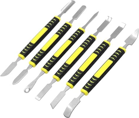 YDHfdc 6 Stücke Metall Brecheisen Set Kleiner Metall Spudger Doppelkopf DemontageWerkzeug Metall Brechstange für iPad, Laptops, Mobiltelefone, Elektronik
