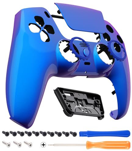 eXtremeRate Luna Coque pour ps5 Manette BDM-010/020/030/040/050,Façade Redessinée Remplacement avec Pavé Tactile pour ps5 Manette-Caméléon Violet Bleu