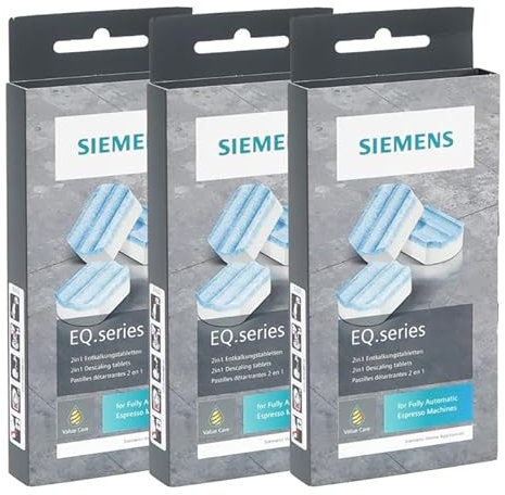 Pflegepaketfür Siemens bestehend aus: 3 x 3 Stück Siemens TZ80002 Entkalkungstabletten, kompatibel zu allen Siemens EQ Kaffeevollautomaten