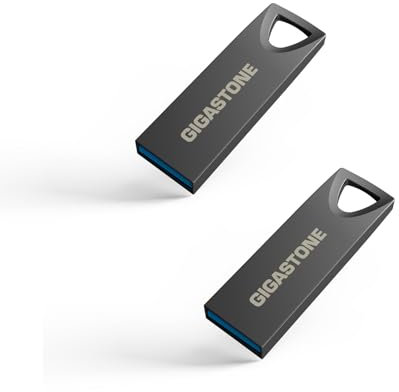 GIGASTONE 32Go Slim Fit Clé USB Flash (Lot de 2) Z70 USB 3.2 Gen 1, 100Mo/s Ultra Rapide, Design Métal Nickel, Stockage et Sauvegarde pour PC/Mac/TV/Voiture, USB 2.0/3.0/3.1 Compatible
